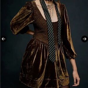 Free People Brown Velvet Mini Dress